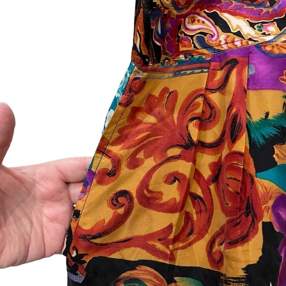 Studio New York Large Silk Vintage 90’s Floral Abstract High Waist Short R5 - Picture 3 of 7